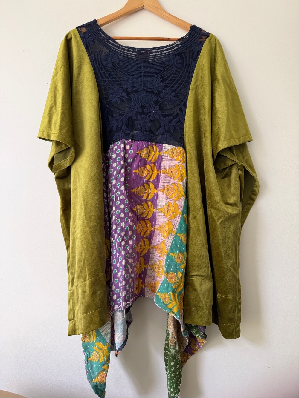 The Morgan Factory Repurposed Upcycled Poncho Kimono One Size Boho Colorful - Picture 4 of 9
